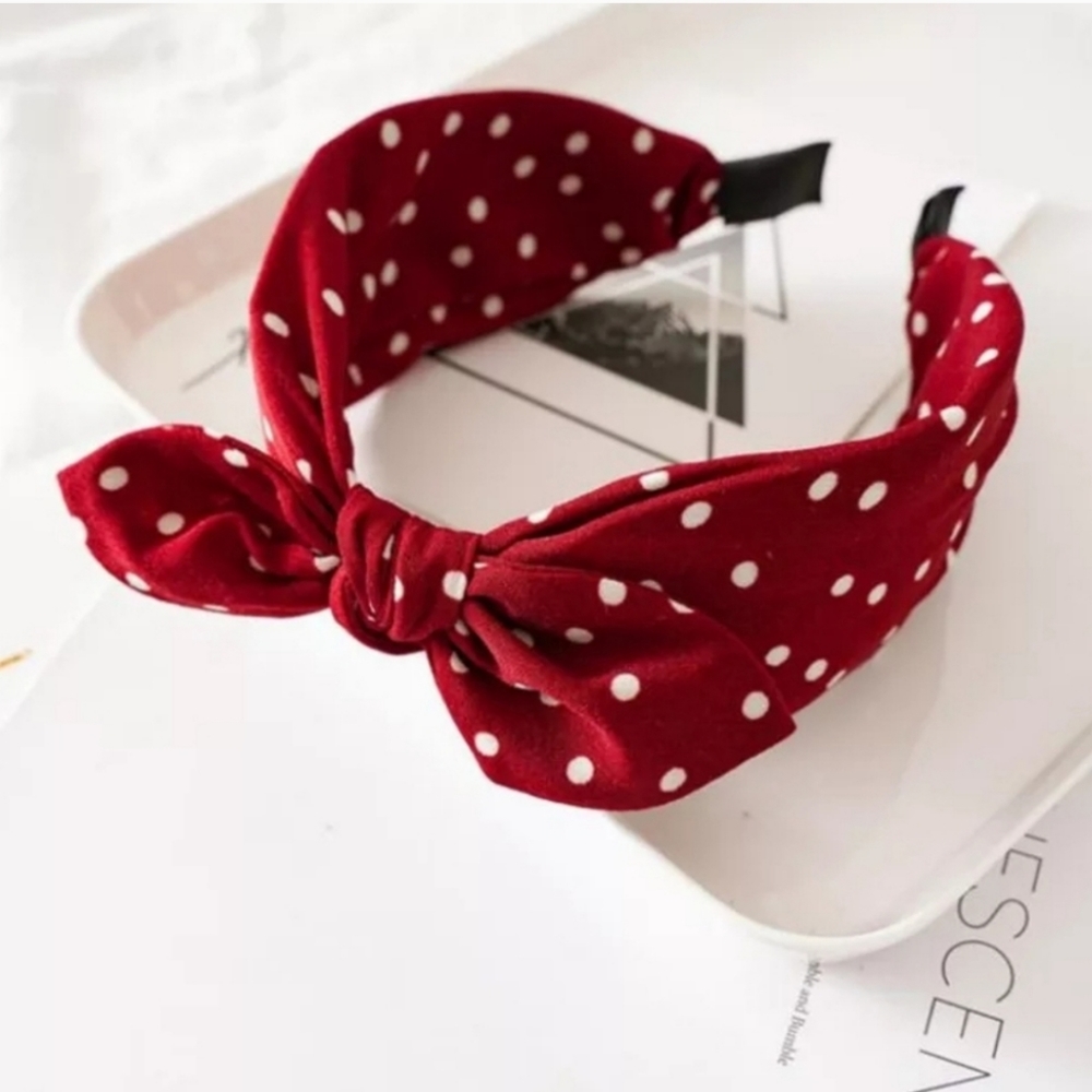 Head Band Hairband Bow Polka Dots